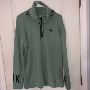 Sea Green PINK Half Zip Sweater